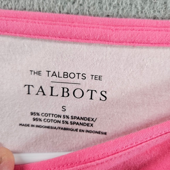 Talbots Womens Size S Pink Paisley 3/4 Sleeve Cotton Spandex Tee Shirt - Picture 3 of 8